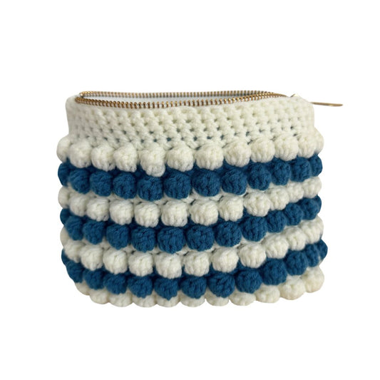 Bobble pouch in white/blue