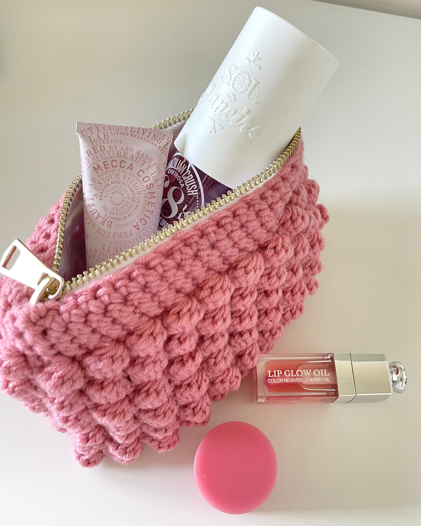 Bobble pouch in rose