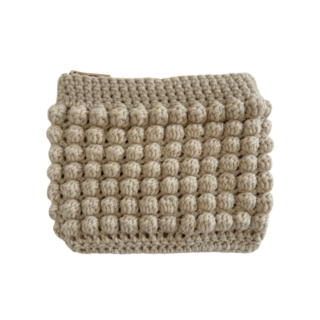Bobble pouch in beige
