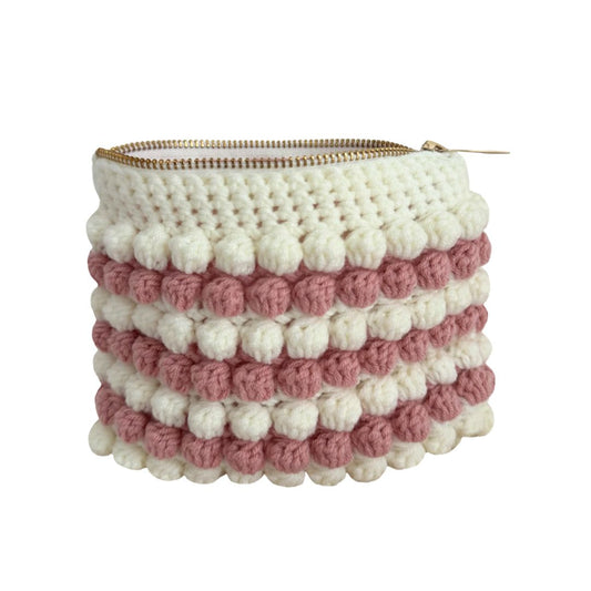 Bobble pouch in white/pink