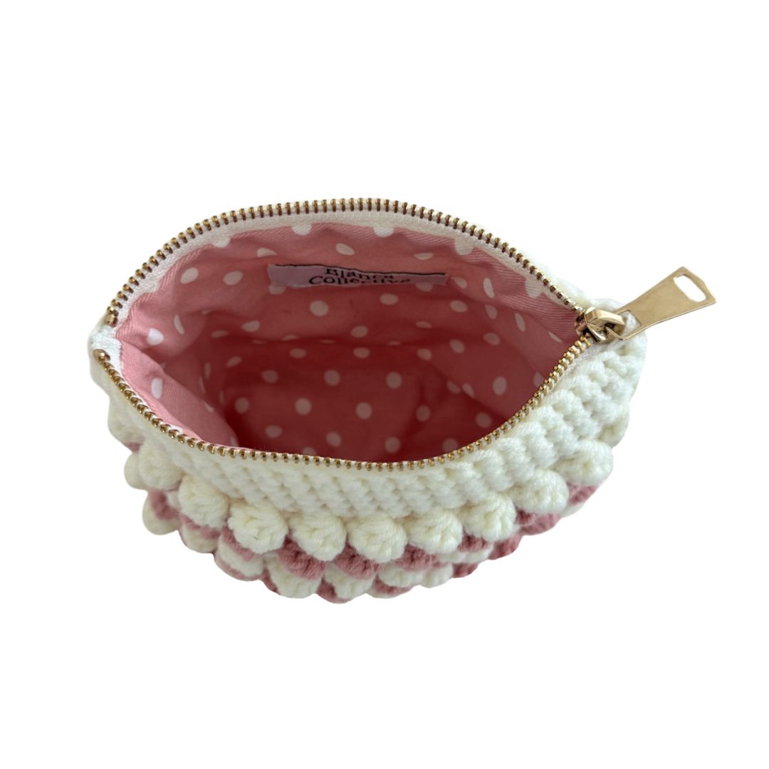 Bobble pouch in white/pink